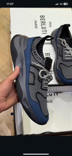 Berluti Shadow Knit and Leather Sneaker