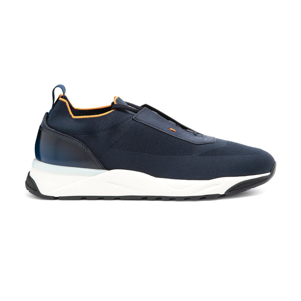 Santoni stretch knit sneaker midnight blue