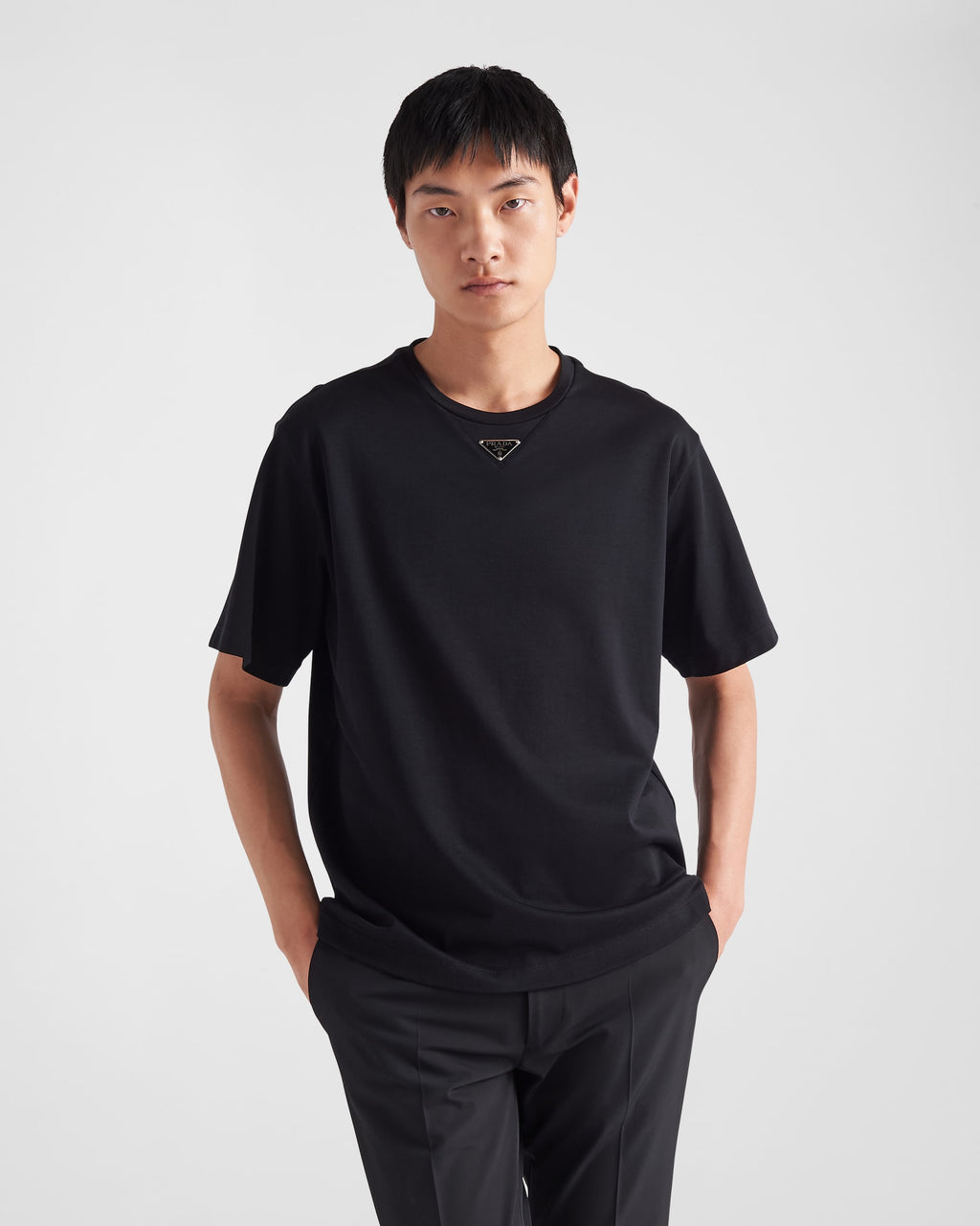 Prada black cotton T-shirt features