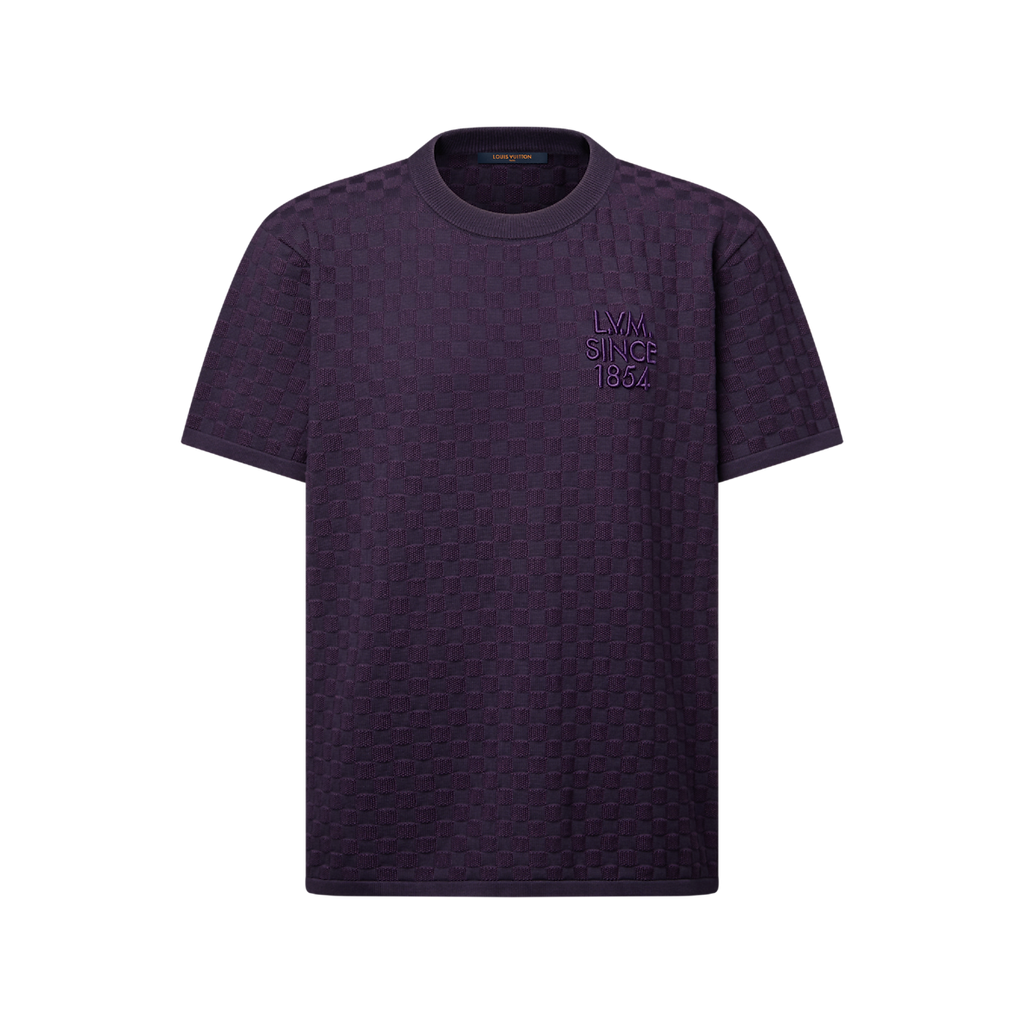 Damier Jacquard Short-Sleeved Crewneck