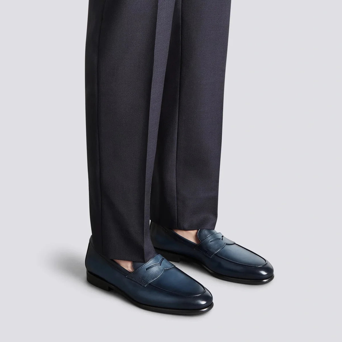 Mocassin Santoni - Penny Carlo - Cuir - Bleu