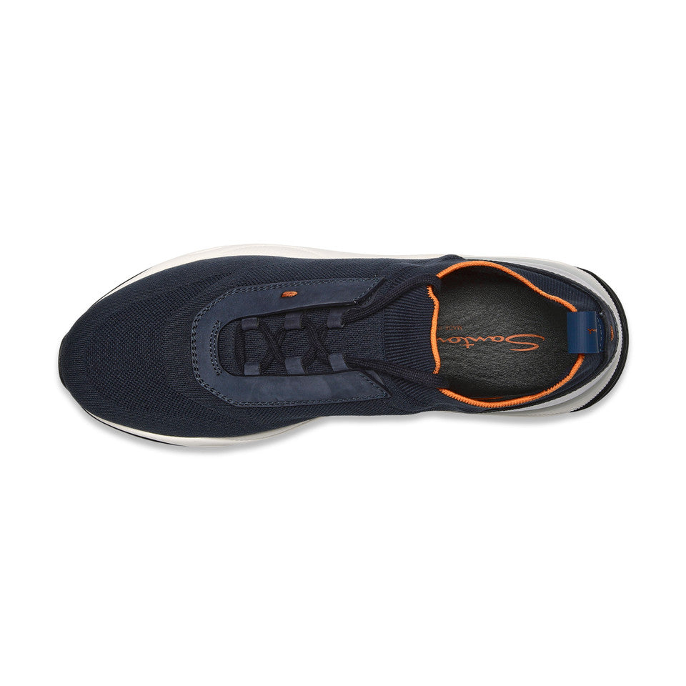 Santoni stretch knit sneaker midnight blue
