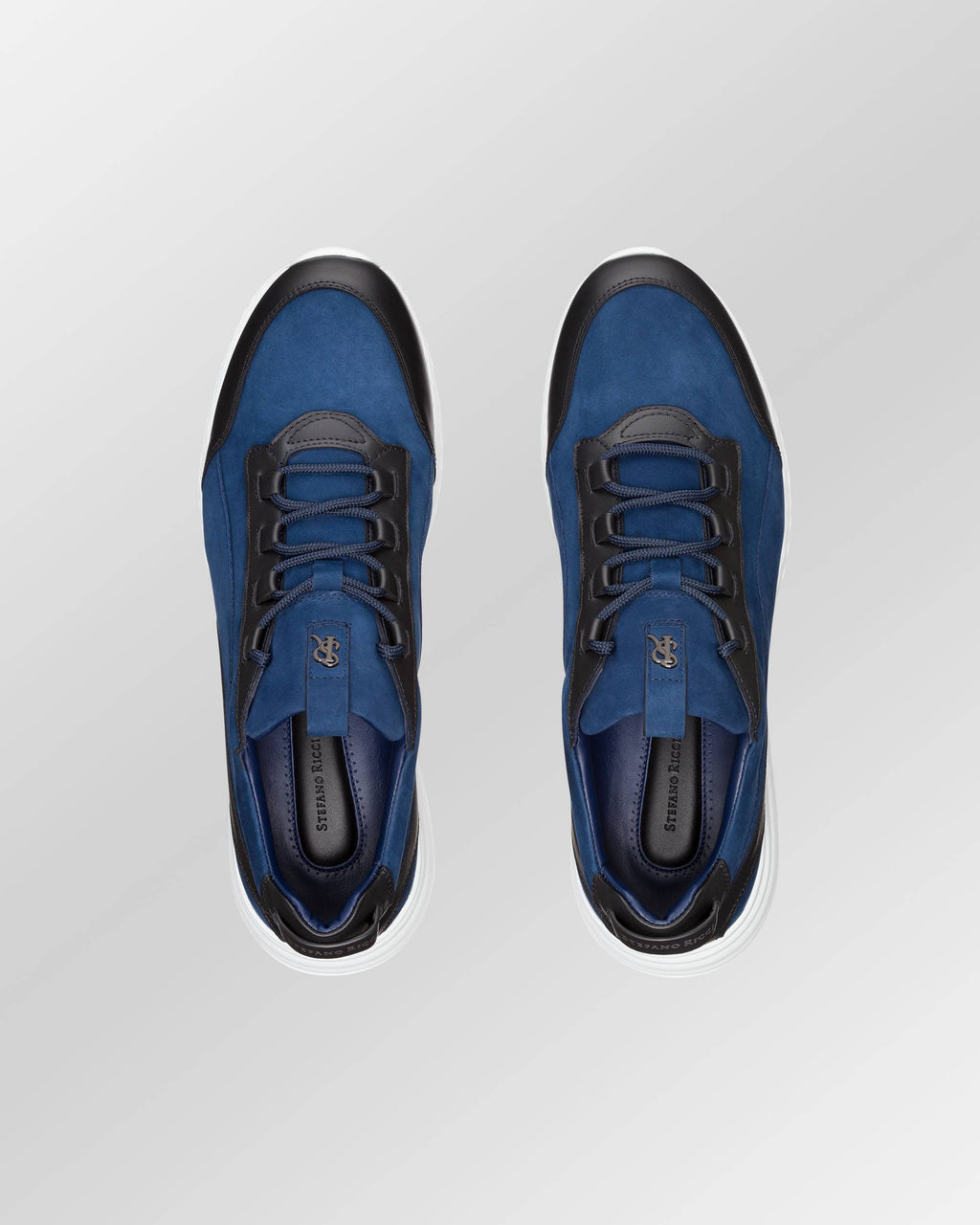 Stefano Ricci Blue Leather and Suede Combination Sneaker