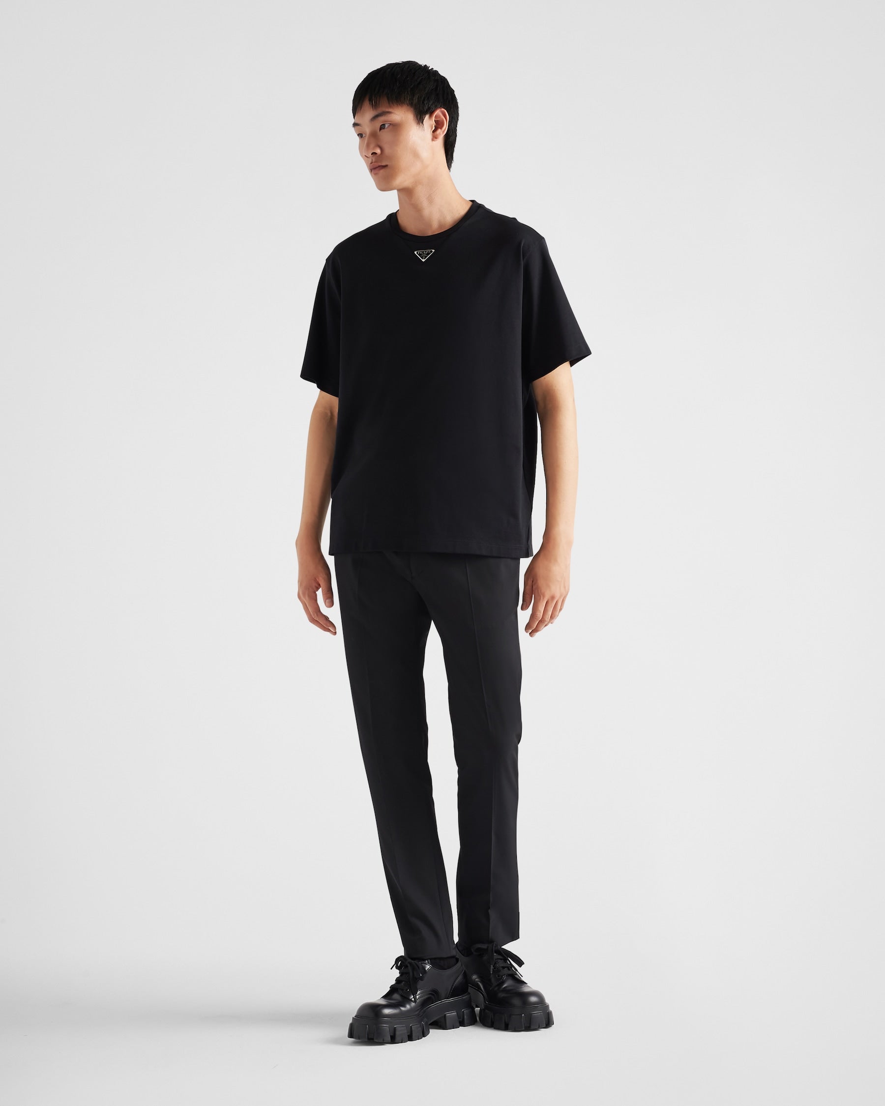 Prada black cotton T-shirt features