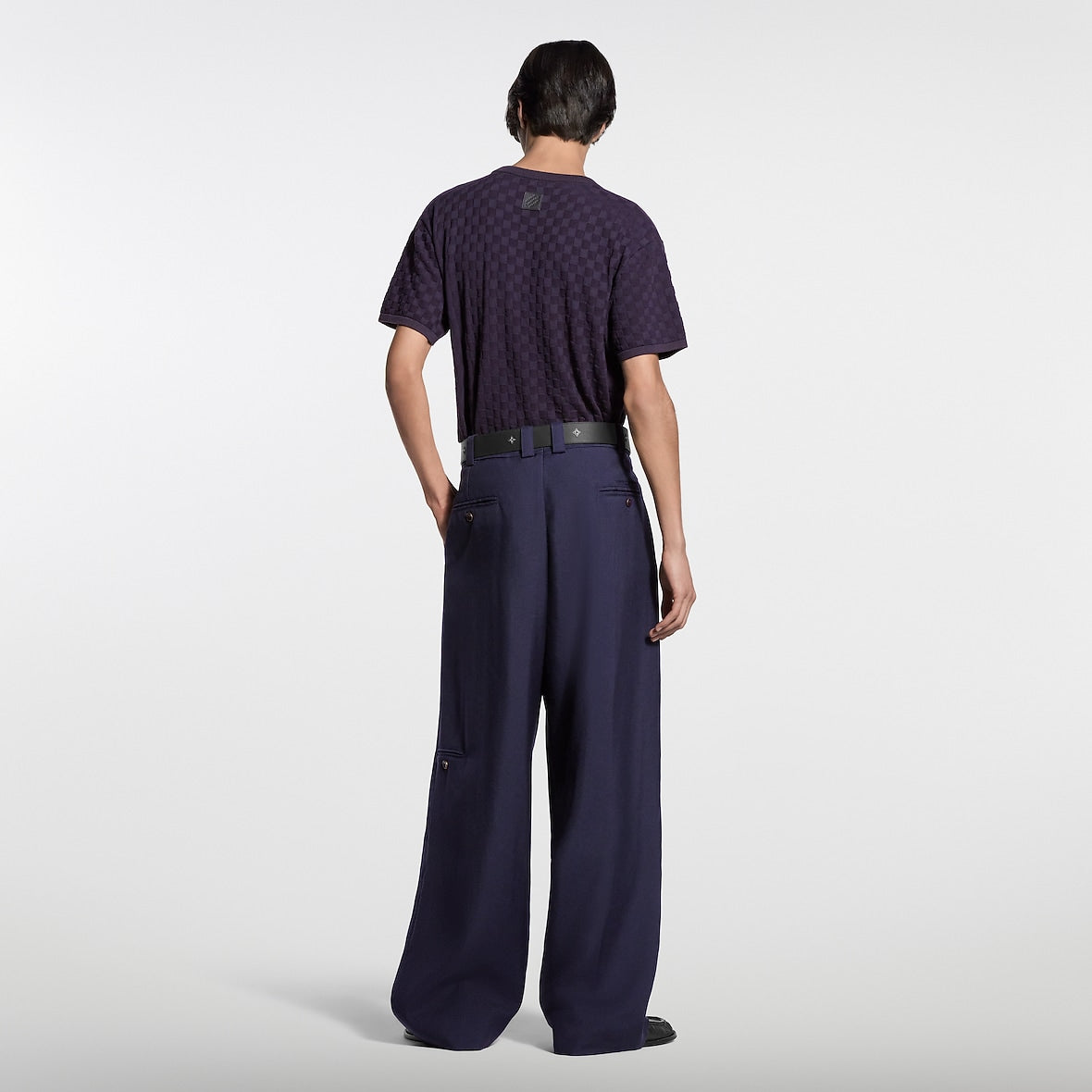 Damier Jacquard Short-Sleeved Crewneck