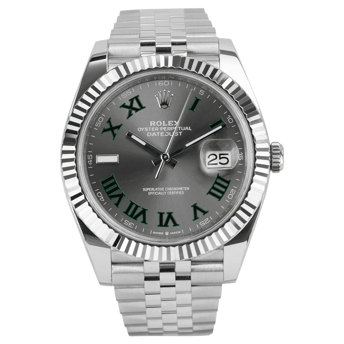 Rolex Datejust 41 featuring the distinctive "Wimbledon" dial